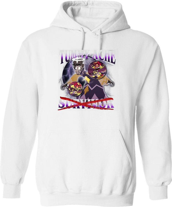 Adam Hazbin Hotel - Tummy ache Survivor Classic Graphic Pullover Hoodie - White