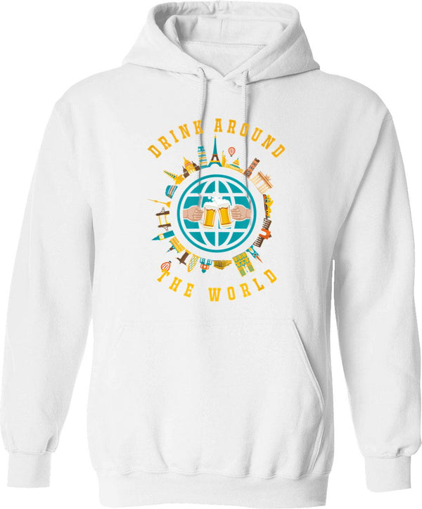Adult Vacation Drinking Hoodie - Retro Graphic Pullover Hoodie for Men & Women - White