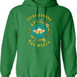 Adult Vacation Drinking Hoodie - Retro Graphic Pullover Hoodie for Men & Women - Green