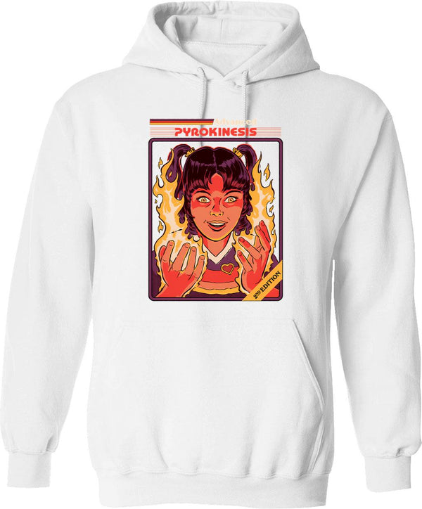 Advanced Pyrokinesis Hoodie - Retro Graphic Pullover Hoodie for Men & Women - White