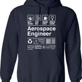 Aerospace Engineer Product Label Funny Hoodie - Sarcastic Humor Graphic Hoodie - Navy