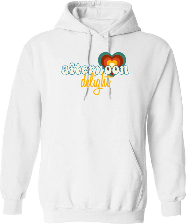 Afternoon Delight Time Hoodie - Retro Graphic Pullover Hoodie for Men & Women - White