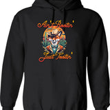 Aint Rootin Just Tootin Fox Cowboy Funny Hoodie - Black