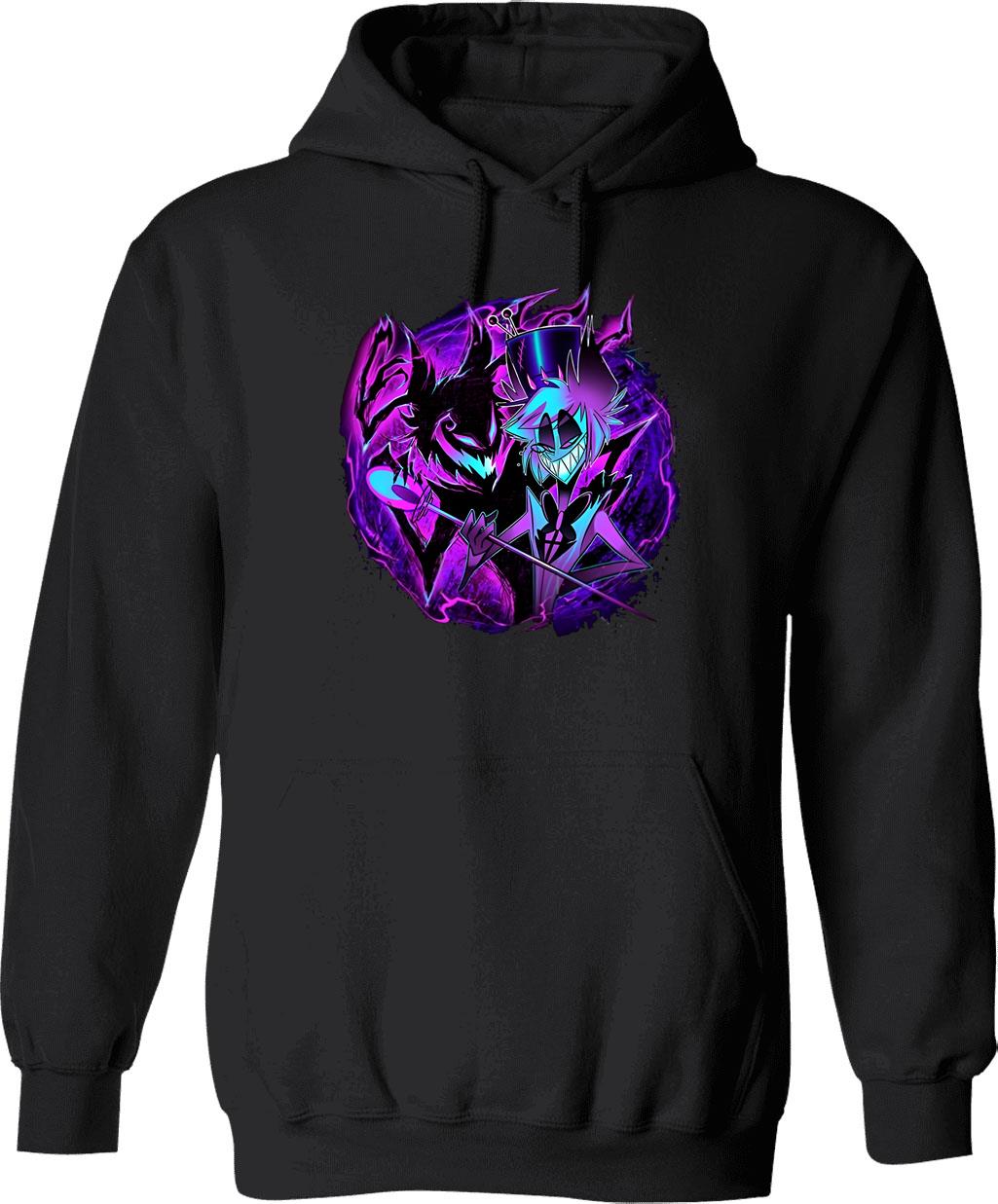 Alastor and His Shadow - Hazbin Hotel Essential T-Hoodie Graphic Pullover Hoodie - Black