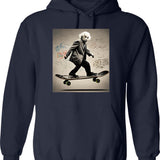 Albert Einstein Riding A Skateboard With Equations As Graffiti Hoodie - Navy