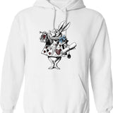 Alice In Wonderland White Rabbit Hoodie - Retro Graphic Pullover Hoodie for Men & Women - White