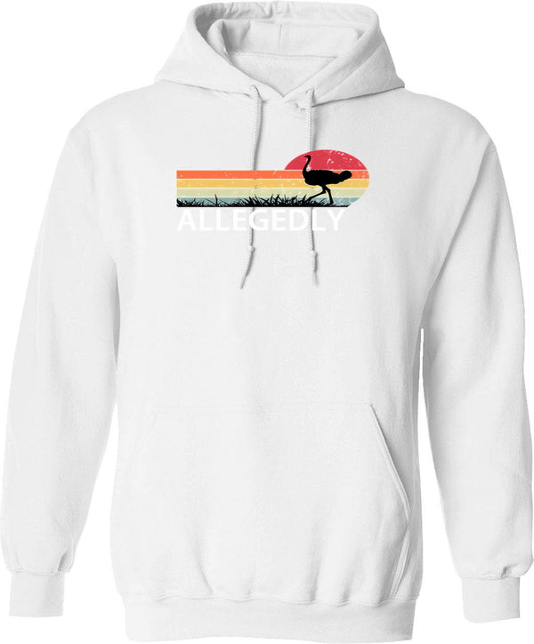 Allegedly Ostrich (1) Hoodie - Retro Graphic Pullover Hoodie for Men & Women - White