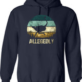 Allegedly Ostrich Hoodie - Retro Graphic Pullover Hoodie for Men & Women - Navy