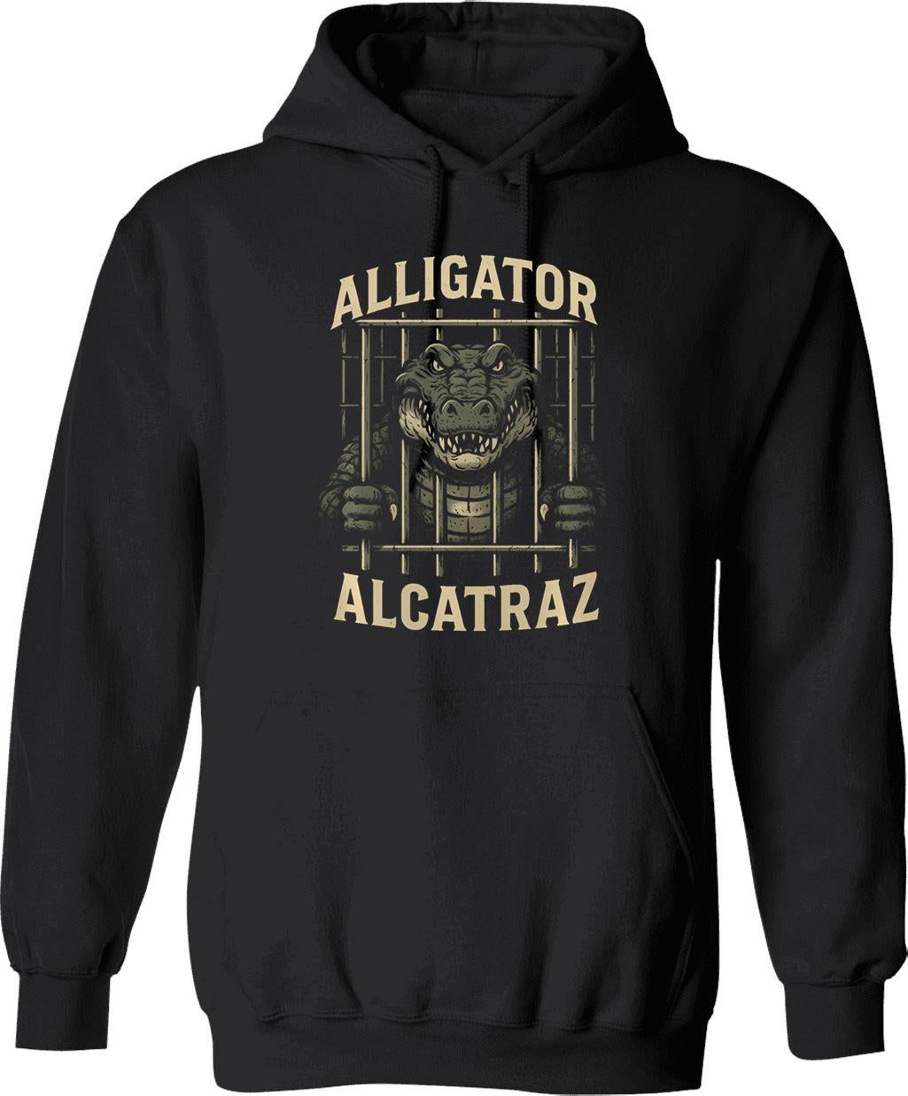 Alligator Alcatraz Hoodie - Retro Graphic Pullover Hoodie for Men & Women - Black