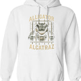 Alligator Alcatraz Hoodie - Retro Graphic Pullover Hoodie for Men & Women - White