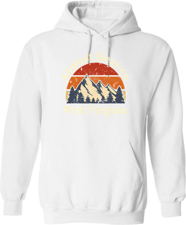 Almost Heaven West Virginia Mountains Wv Home Retro Sunset Hoodie - White