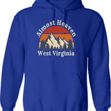 Almost Heaven West Virginia Mountains Wv Home Retro Sunset Hoodie - Blue