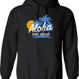 Aloha Mr. Hand Hoodie - Retro Graphic Pullover Hoodie for Men & Women - Black