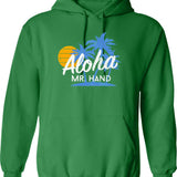 Aloha Mr. Hand Hoodie - Retro Graphic Pullover Hoodie for Men & Women - Green