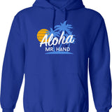Aloha Mr. Hand Hoodie - Retro Graphic Pullover Hoodie for Men & Women - Blue