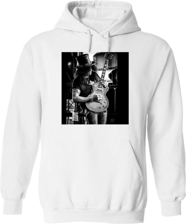 Amazing Guitarist 80s Hoodie - Retro Graphic Pullover Hoodie for Men & Women - White