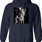 Amazing Guitarist 80s Hoodie - Retro Graphic Pullover Hoodie for Men & Women - Navy