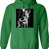Amazing Guitarist 80s Hoodie - Retro Graphic Pullover Hoodie for Men & Women - Green