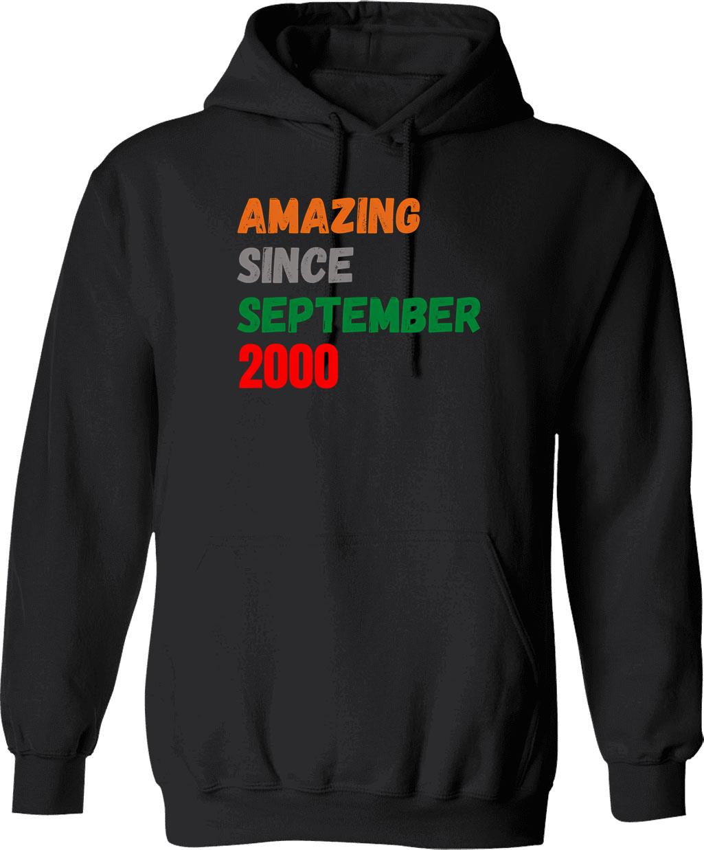 Amazing Since September 2000 Hoodie - Retro Graphic Pullover Hoodie for Men & Women - Black