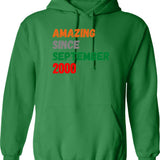Amazing Since September 2000 Hoodie - Retro Graphic Pullover Hoodie for Men & Women - Green