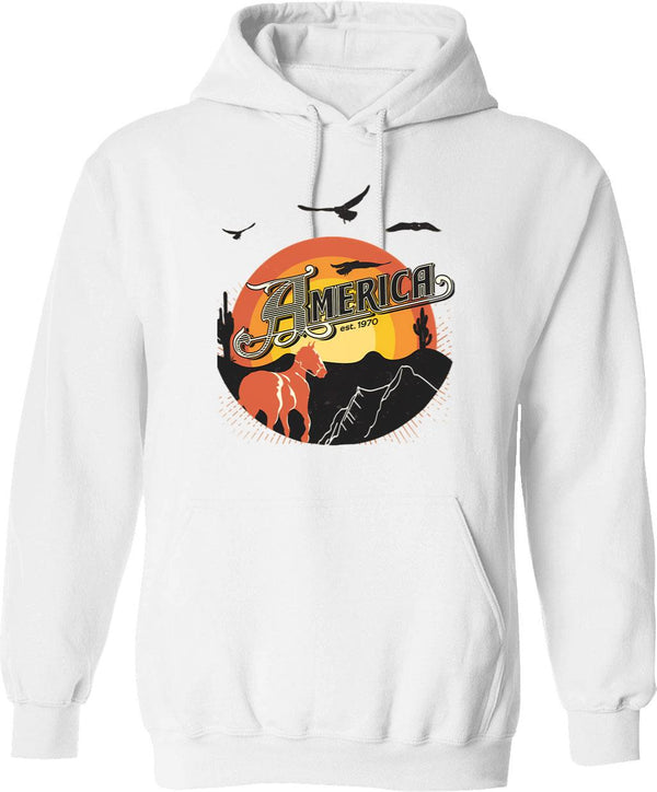 America Band Classic Hoodie - Retro Graphic Pullover Hoodie for Men & Women - White
