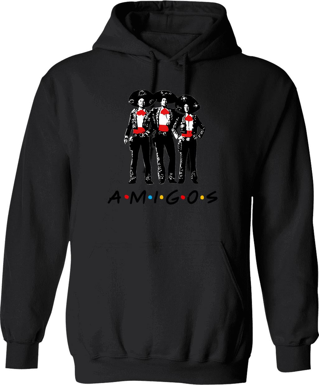 Amigos - Vintage Three Amigos Hoodie - Retro Graphic Cosy Pullover - Black