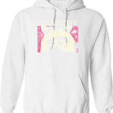 Anarchy Raccoon In Pink Hoodie - Retro Graphic Pullover Hoodie for Men & Women - White