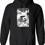 Anarchy Raccoon Hoodie - Retro Graphic Pullover Hoodie for Men & Women - Black