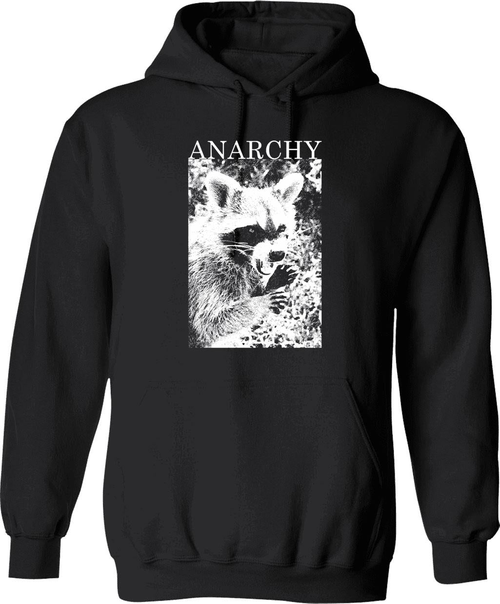 Anarchy Raccoon Hoodie - Retro Graphic Pullover Hoodie for Men & Women - Black