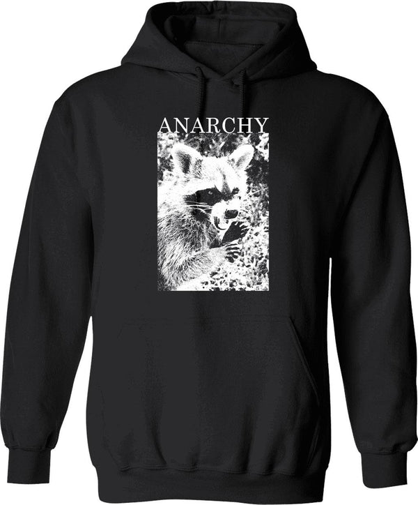 Anarchy Raccoon Hoodie - Retro Graphic Pullover Hoodie for Men & Women - Black