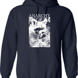 Anarchy Raccoon Hoodie - Retro Graphic Pullover Hoodie for Men & Women - Navy