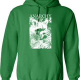 Anarchy Raccoon Hoodie - Retro Graphic Pullover Hoodie for Men & Women - Green