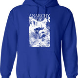 Anarchy Raccoon Hoodie - Retro Graphic Pullover Hoodie for Men & Women - Blue