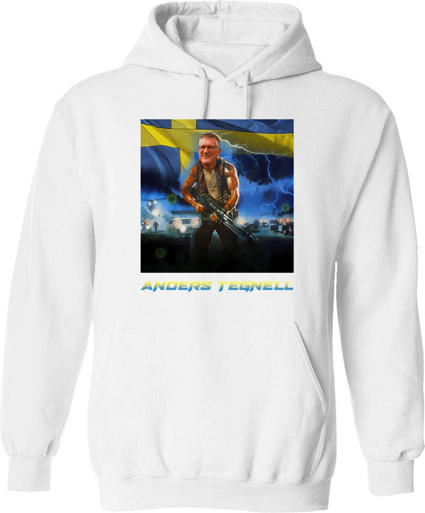 Anders Tegnell Action Hero Sweden Hoodie - Retro Graphic Pullover Hoodie for Men & Women - White