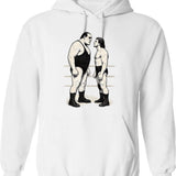 Andre Vs Hogan Hoodie - Retro Graphic Pullover Hoodie for Men & Women - White