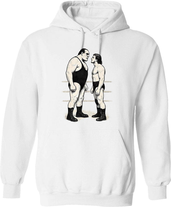 Andre Vs Hogan Hoodie - Retro Graphic Pullover Hoodie for Men & Women - White