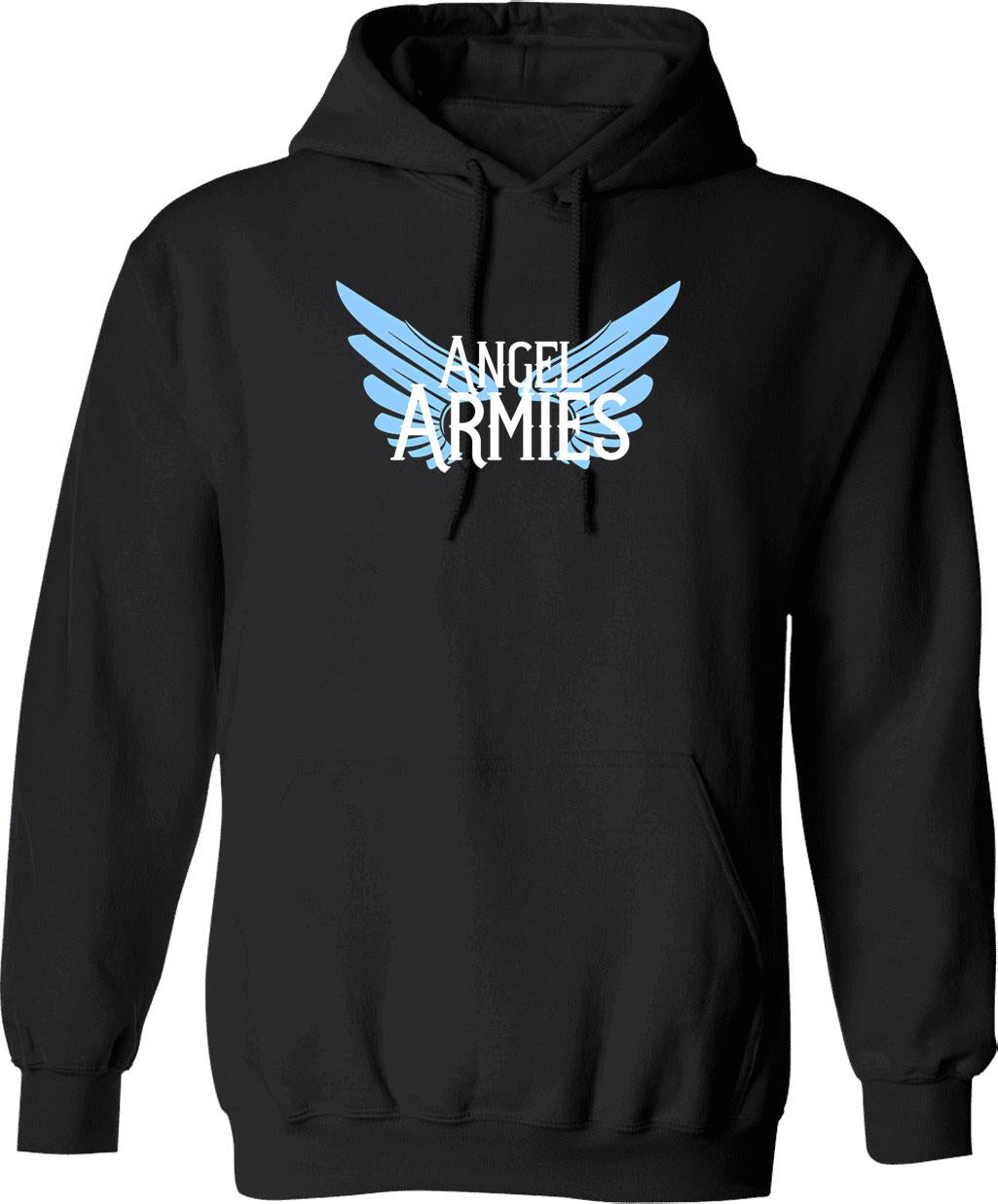 Angel Armies Gear Hoodie - Retro Graphic Pullover Hoodie for Men & Women - Black