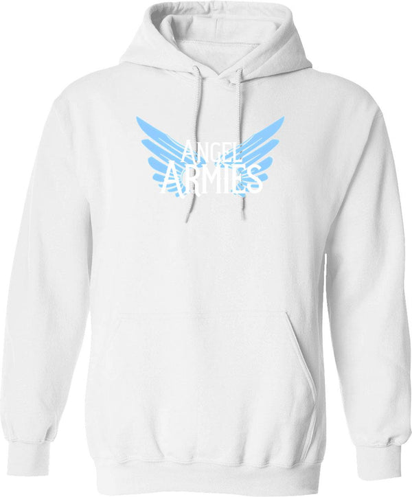 Angel Armies Gear Hoodie - Retro Graphic Pullover Hoodie for Men & Women - White