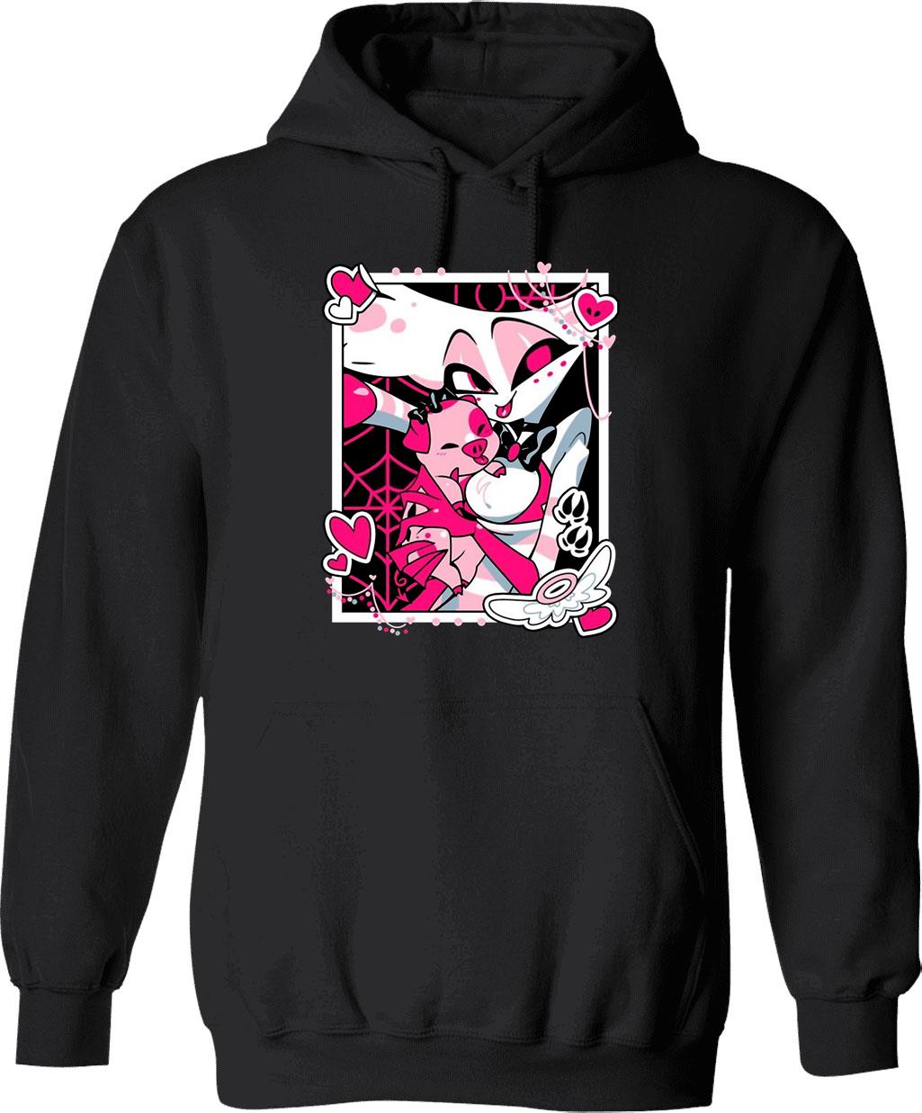 Angel Dust and Fat Nugget Selfie - Hazbin Hotel Essential Graphic Pullover Hoodie - Black
