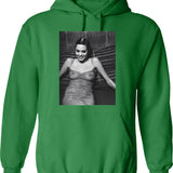 Angelina Sexy Smile Hoodie - Retro Graphic Pullover Hoodie for Men & Women - Green