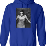 Angelina Sexy Smile Hoodie - Retro Graphic Pullover Hoodie for Men & Women - Blue
