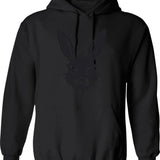 Angry Black Rabbit Hoodie - Retro Graphic Pullover Hoodie for Men & Women - Black