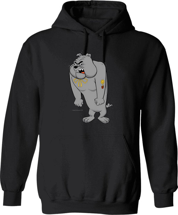 Angry Bulldog Hoodie - Retro Graphic Pullover Hoodie for Men & Women - Black