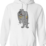 Angry Bulldog Hoodie - Retro Graphic Pullover Hoodie for Men & Women - White
