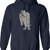 Angry Bulldog Hoodie - Retro Graphic Pullover Hoodie for Men & Women - Navy