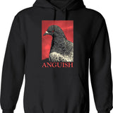 Anguish Pigeon Hoodie - Retro Graphic Pullover Hoodie for Men & Women - Black