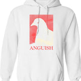 Anguish Pigeon Hoodie - Retro Graphic Pullover Hoodie for Men & Women - White