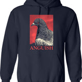 Anguish Pigeon Hoodie - Retro Graphic Pullover Hoodie for Men & Women - Navy