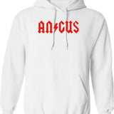 Angus Rock Roll Hoodie - Retro Graphic Pullover Hoodie for Men & Women - White