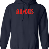 Angus Rock Roll Hoodie - Retro Graphic Pullover Hoodie for Men & Women - Navy